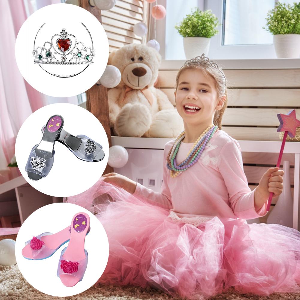 Children Princess Dress Up Simulation Cosmetics Boutique princess Shoes Headwear Jewelry Set for Girls dress up toy