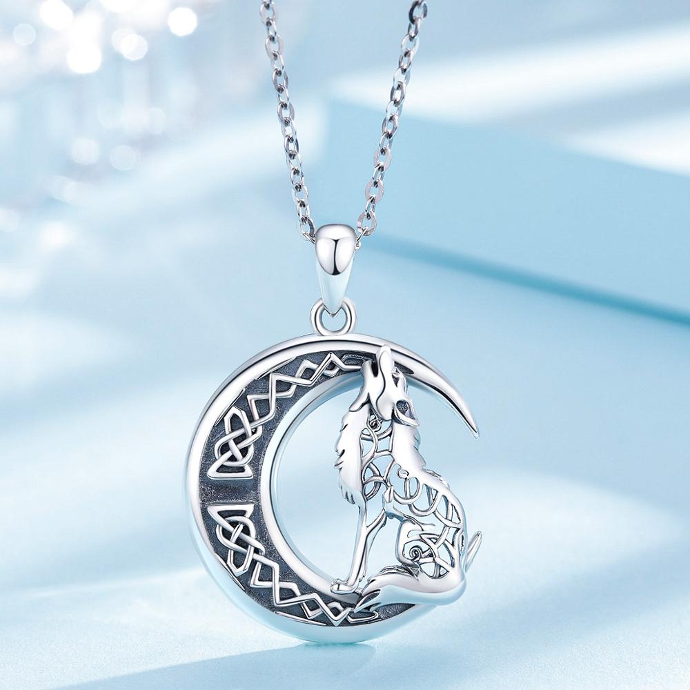 Eudora 925 Sterling sillver Lupo sulla Luna Collana Valknut Odin delle Simbolo di Norse Vichingo Guerrieri Men&#39;women Collane CYD554