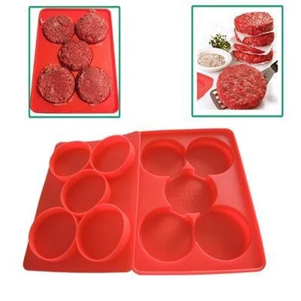 Silicone 5-hole Burger Mould Diy Baking Square Burger Mould Hamburger Meat Beef Patties Maker Mold Mould Utensilios De Cocina