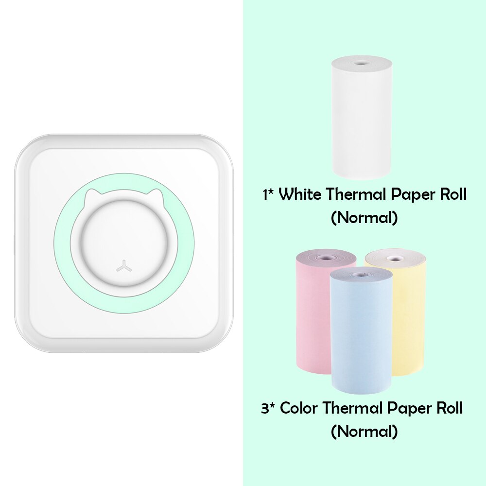 C15 Pocket Thermal Printer Portable Mini Wireless BT Connect 200dpi Photo Label Memo Wrong Question Printing: Green C