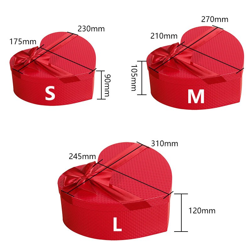Red Heart Shaped Candy Boxes Set Box Packaging Boxes for Valentine's Day Florist Hat Boxes Flowers Living Vase