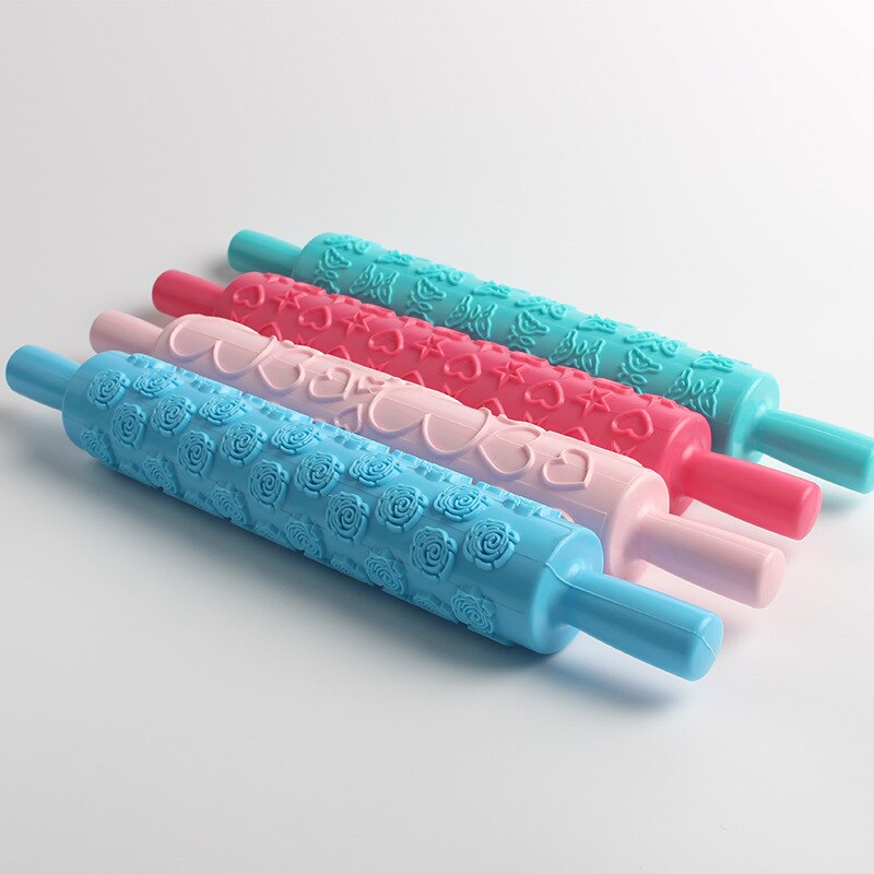 1 Pcs Pastic Non-stick Fondant Rolling Pin Embossing Cake Deeg Roller Decorating Cake Roller Ambachten Diy Bakken Keuken gereedschap