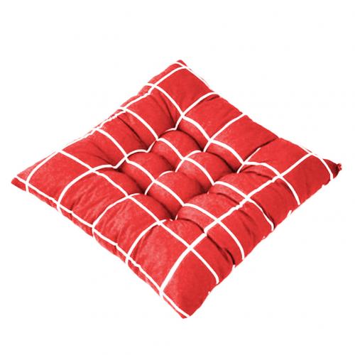 Zachte Vierkante Streep Zitkussen Rugkussen Tie Op Stoel Kussen Sofa Zitkussen Auto Pad Kussen Voor Home Office winte 40X40 Cm: Rood