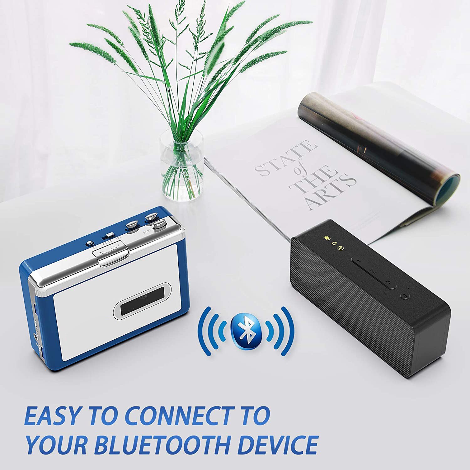 Portable Bluetooth Cassette Player , Tape Player Bluetooth Output to Headphone/Speaker,Walkman Portable Cassette Tape Player