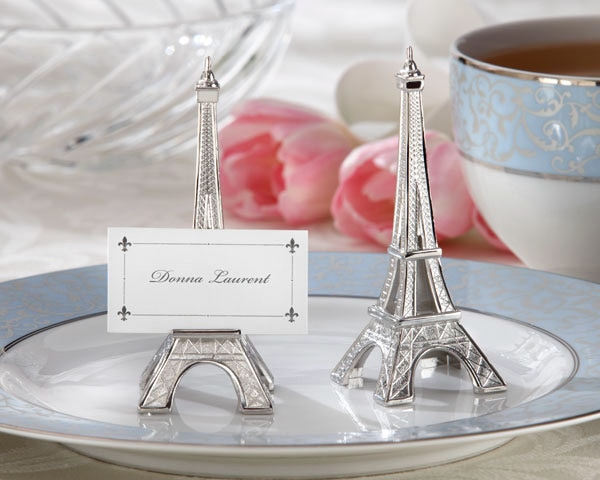 Factory Direct Bruiloft Gunst "Avond In Parijs" Eiffeltoren Zilveren afwerking Plaats Kaarthouder