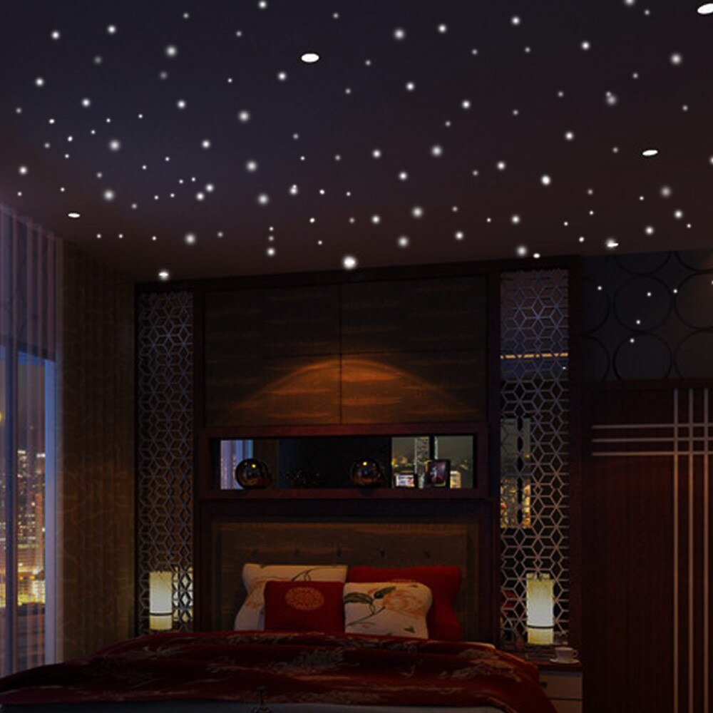 Autocollants muraux lueur dans l'étoile noire | 407 pièces, décor lumineux à points ronds, pour chambre d'enfant, offre spéciale