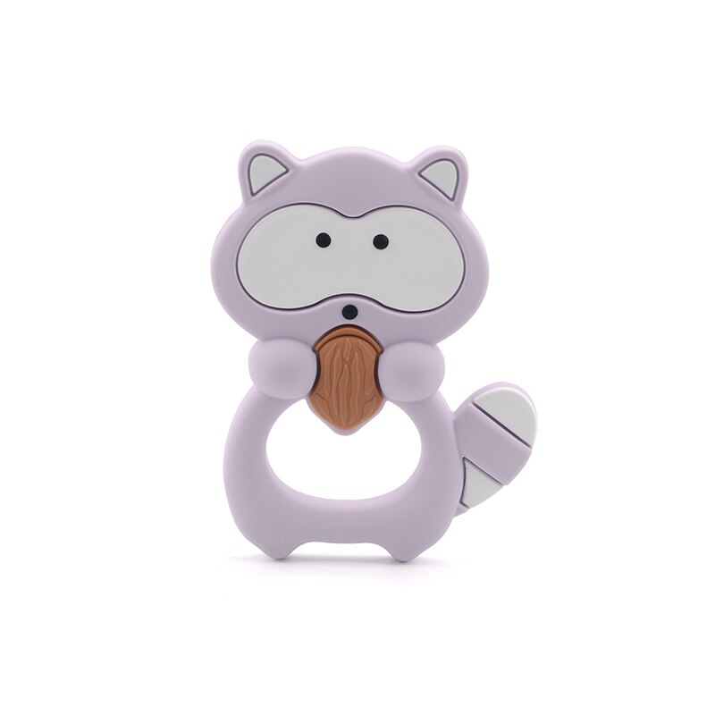 Raccoon Silicone Teether 1pc Silicone Beads Soft teether DIY Baby Teething Toys Necklace Accessories Infant Chew Toys: lavender fog