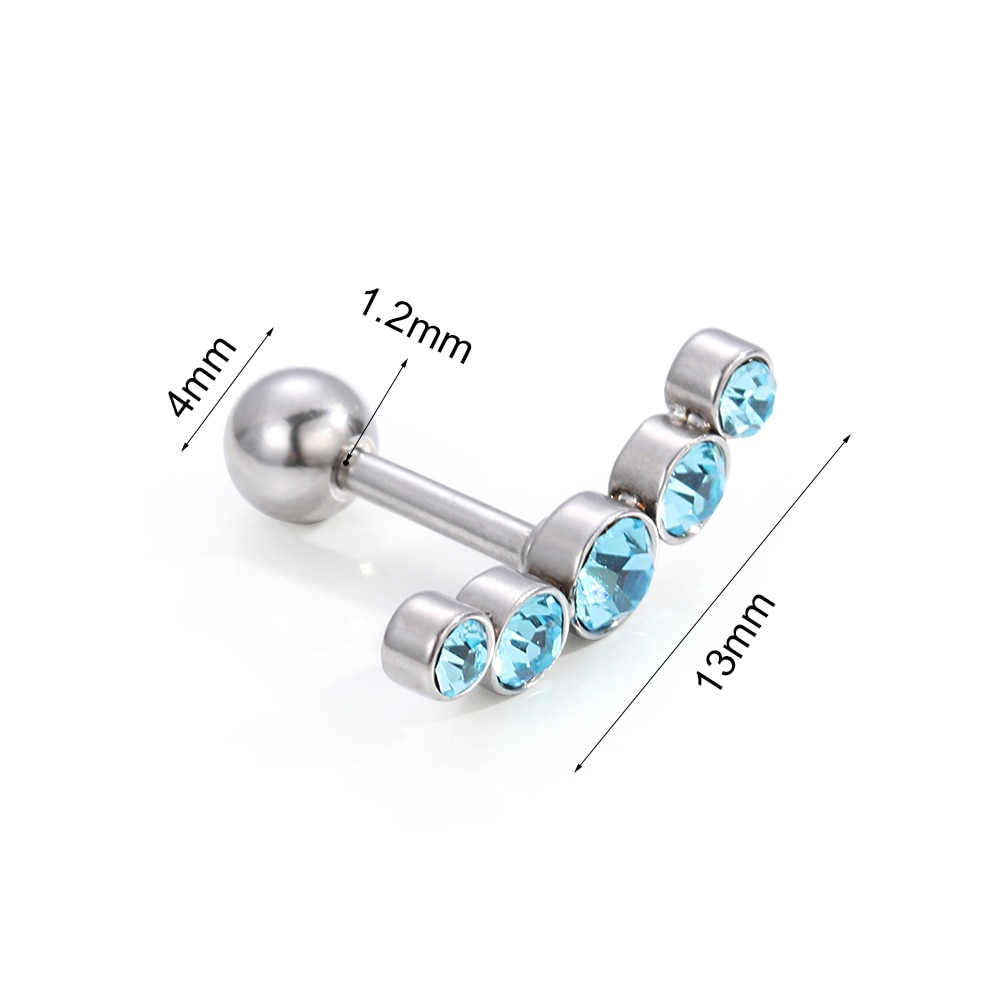 1PC Knorpel Helix Tragus Stud Ohrringe Ohr Nagel Edelstahl Bar Piercing Kristall Körper Schmuck Zubehör