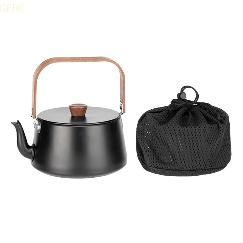 G6DE Camping Pots Water Boilers Outdoor Aluminum Alloys Teas Kettle Portable Teapot: black