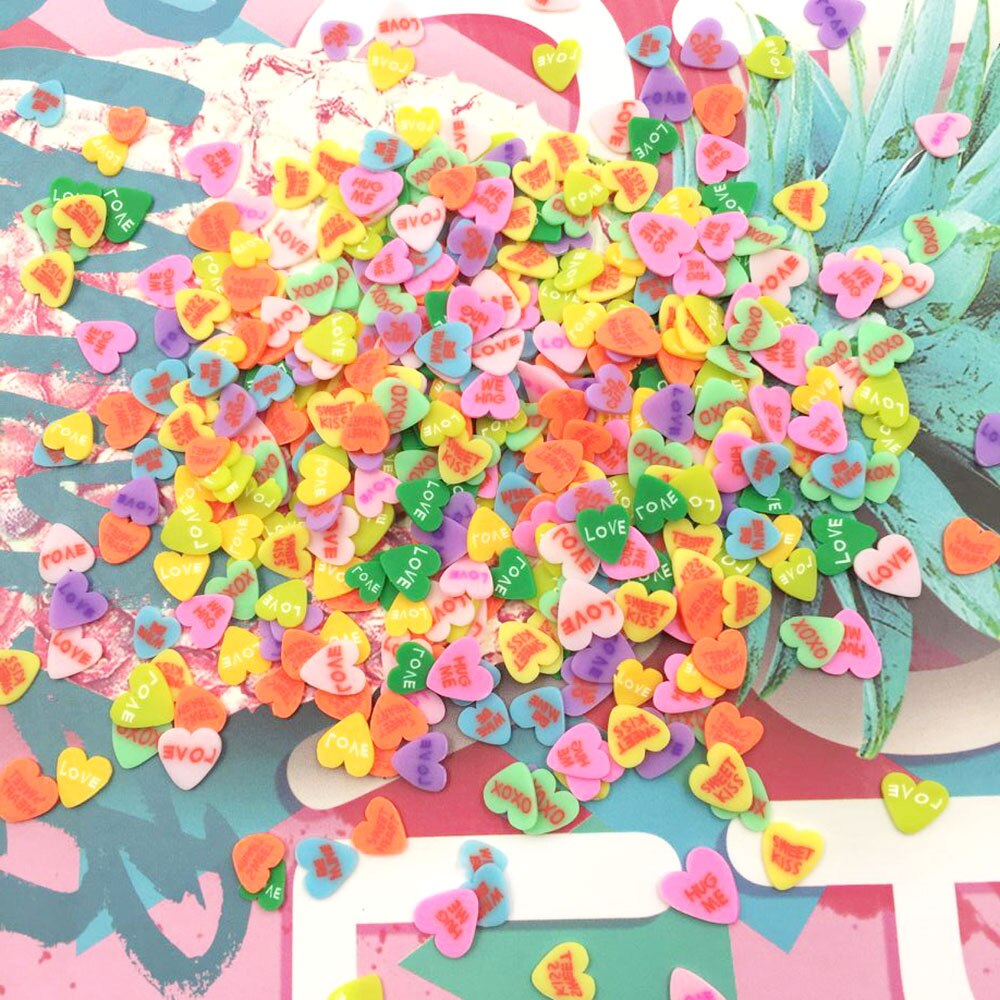 20G Kleurrijke Liefde Hart Vorm Polymeer Klei Sprinkles Voor Ambachten Nail Art Decoratie Diy Scrapbooking Telefoon Accessoires 5mm