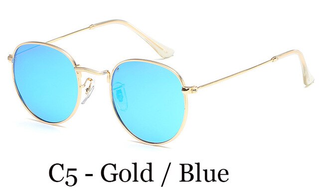 Lvvkee metalliset retro pyöreät aurinkolasit naisten klassiset hd polarisoidut aurinkolasit miehille ajo oculos de sol naaras: C5