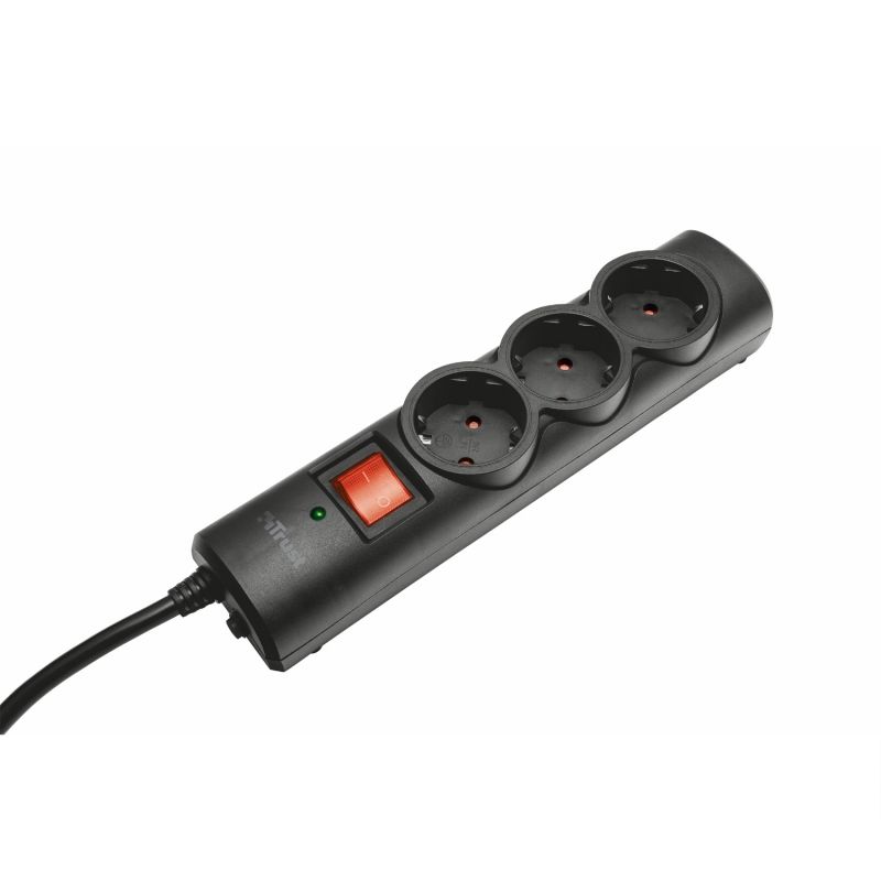 Vertrouwen Power Strip Met Bescherming 3 Aansluitingen Black