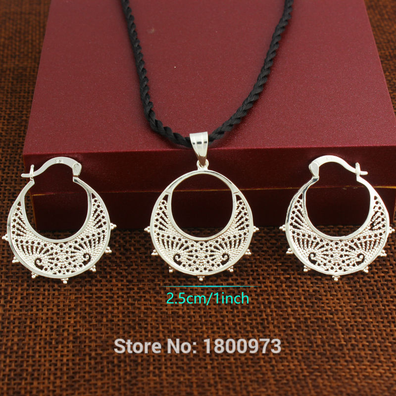 éthiopien/algérie ensemble de bijoux pendentif/corde/boucle d'oreille/bijoux plaqué argent érythrée Habesha femmes fête africaine