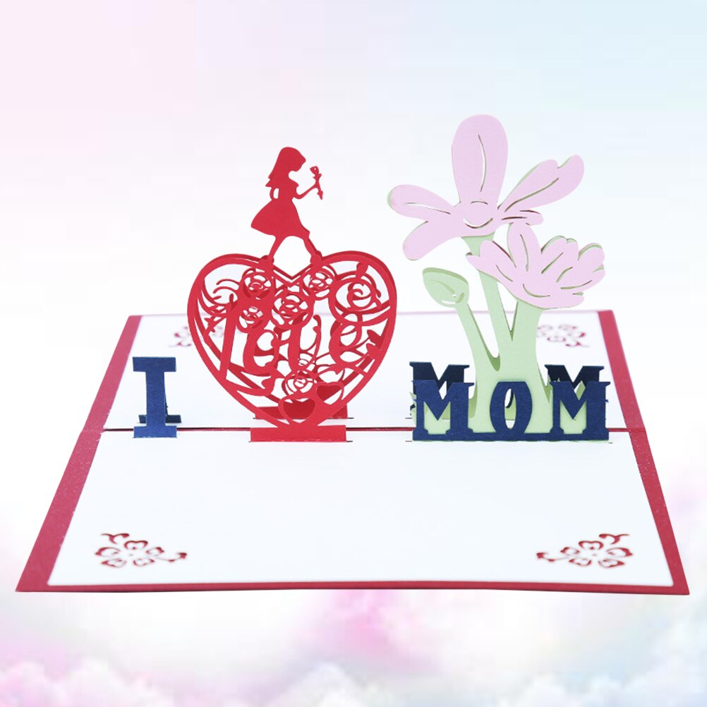 3D Greeting Cards I Love Mom Paper Craft Wish for Womens Day Moms Birthday Mothers Day