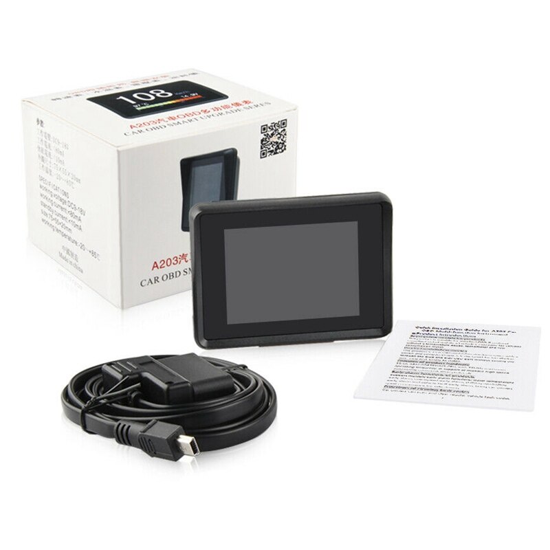 medidor Digital A203, indicador de temperatura de agua OBD2 con alarma, indicador de velocidad de aceite, pantalla HUD