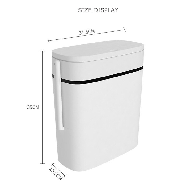 Smart 14L Een Sleutel Knop Prullenbak Kan Voor Toilet Met Borstel & Deksel Huishoudelijke Badkamer Smalle Naad Prullenbak afval Vuilnisbakken: Default Title
