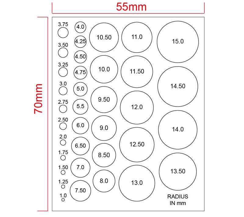 65x100mm Standard Point Gauge Film Ruler Line Width Diameter Area Comparison Card Micrometer for Defect Detection: 6