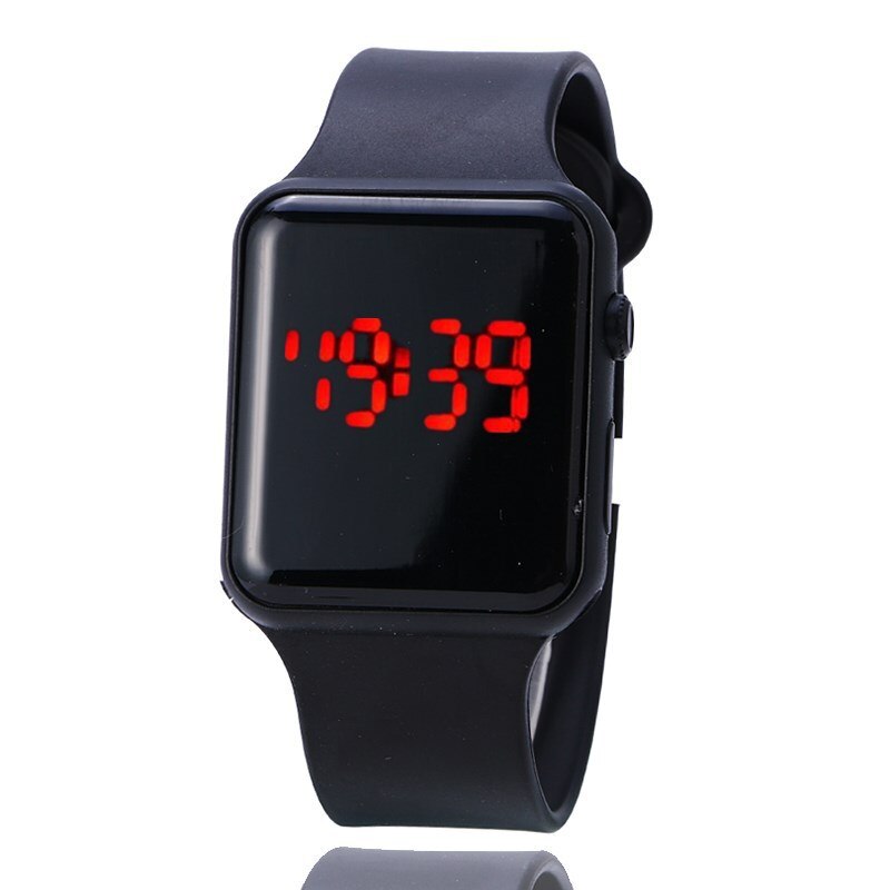 Novo confortável relógio de moda crianças silicone relógio led criança pulseira esporte simples adolescente/menina relógio de pulso: Black