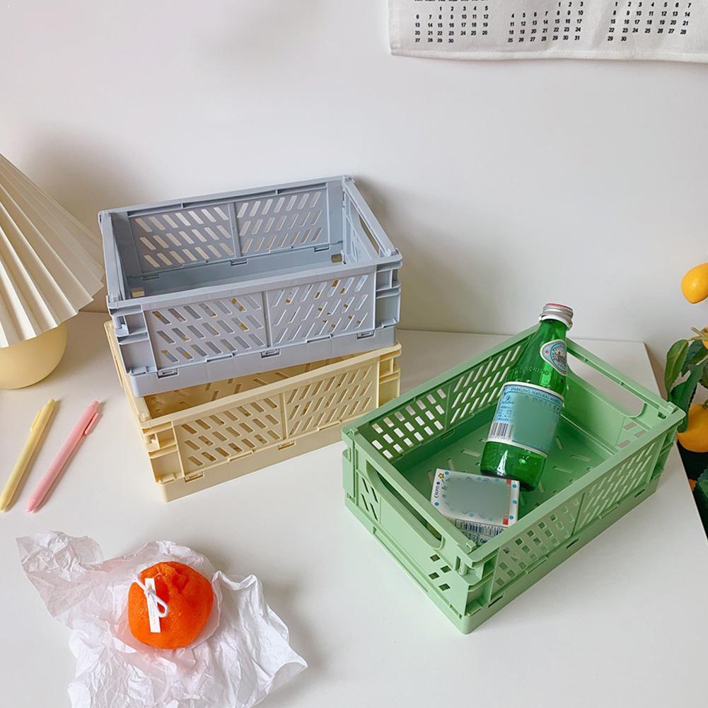 Foldable plastic pen case Makeup Cosmetic Storage Box Holder Pencil Case Foldable Desktop Sundries Basket Storage Pen Brush U1D9