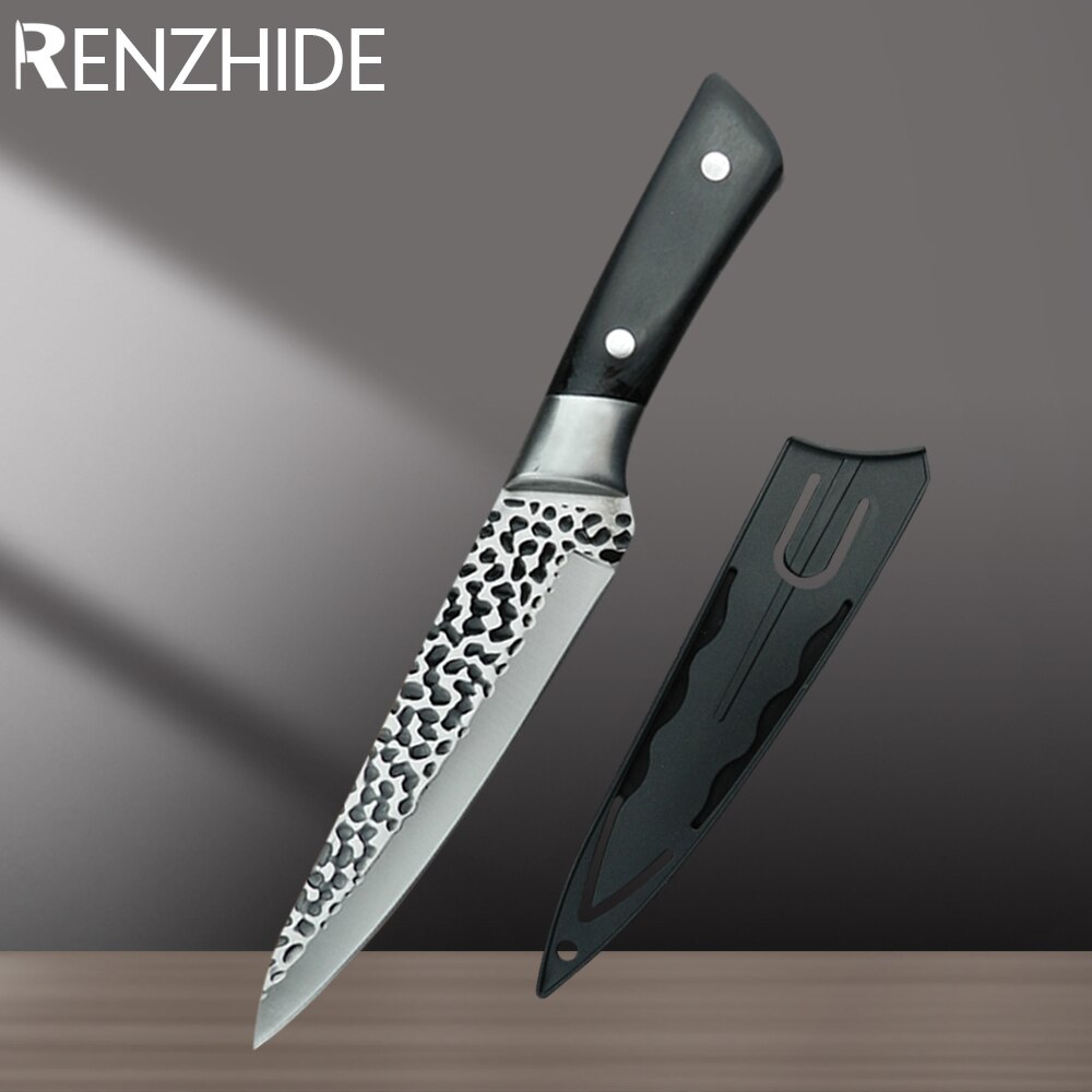 RZD Handmade Forged Kitchen Cooking Knives Set 6 7 INCH Slicing Deboning Meat Knife Filleting Cleaver Butcher Knife Cover Sheath: C-1 chef cooking