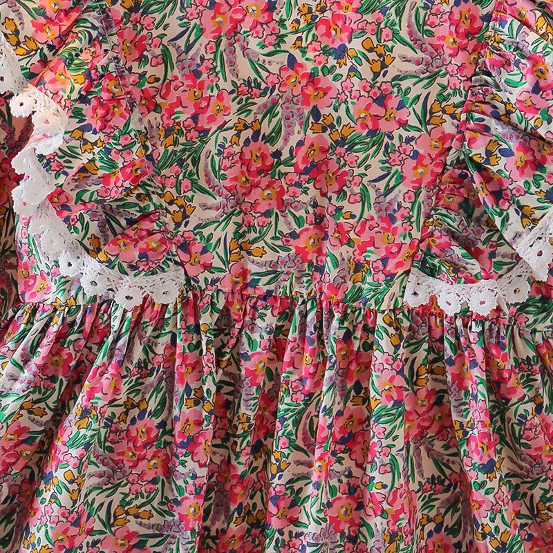 2022 Herfst Lente Kinderen Blouse Voor Meisjes Bloemenprint Lange Mouwen Shirts Tops Tees Peuter Kids Kleding Prinses Jurk