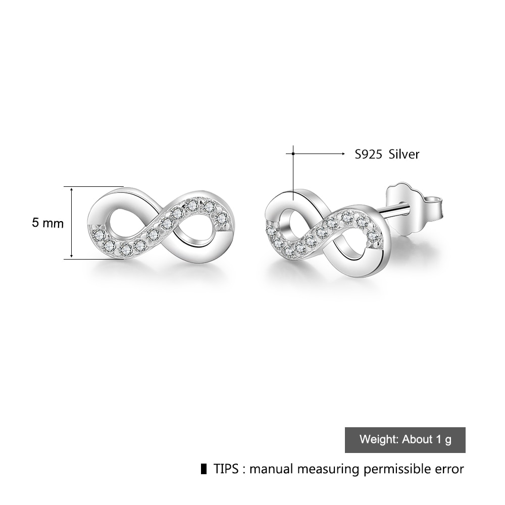 Pendientes de amor infinito para mujer, Plata de Ley 925, pendientes de circonita cúbica en forma de número 8, de aniversario (Lam Hub Fong)