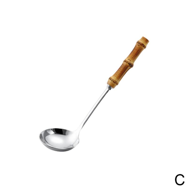 Kitchen Steel Long Handle Gold Soup Ladle Slotted Colander Spoon Filter Pot Strainer Cooking Skimmer Set Tool I6S8: C