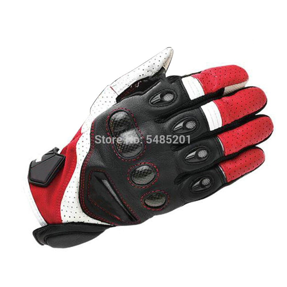 3 kleuren eerste 417 leren mesh zomerhandschoenen met koolstofvezel beschermingsscherm touch motorcross handschoenen: Zwart wit / M
