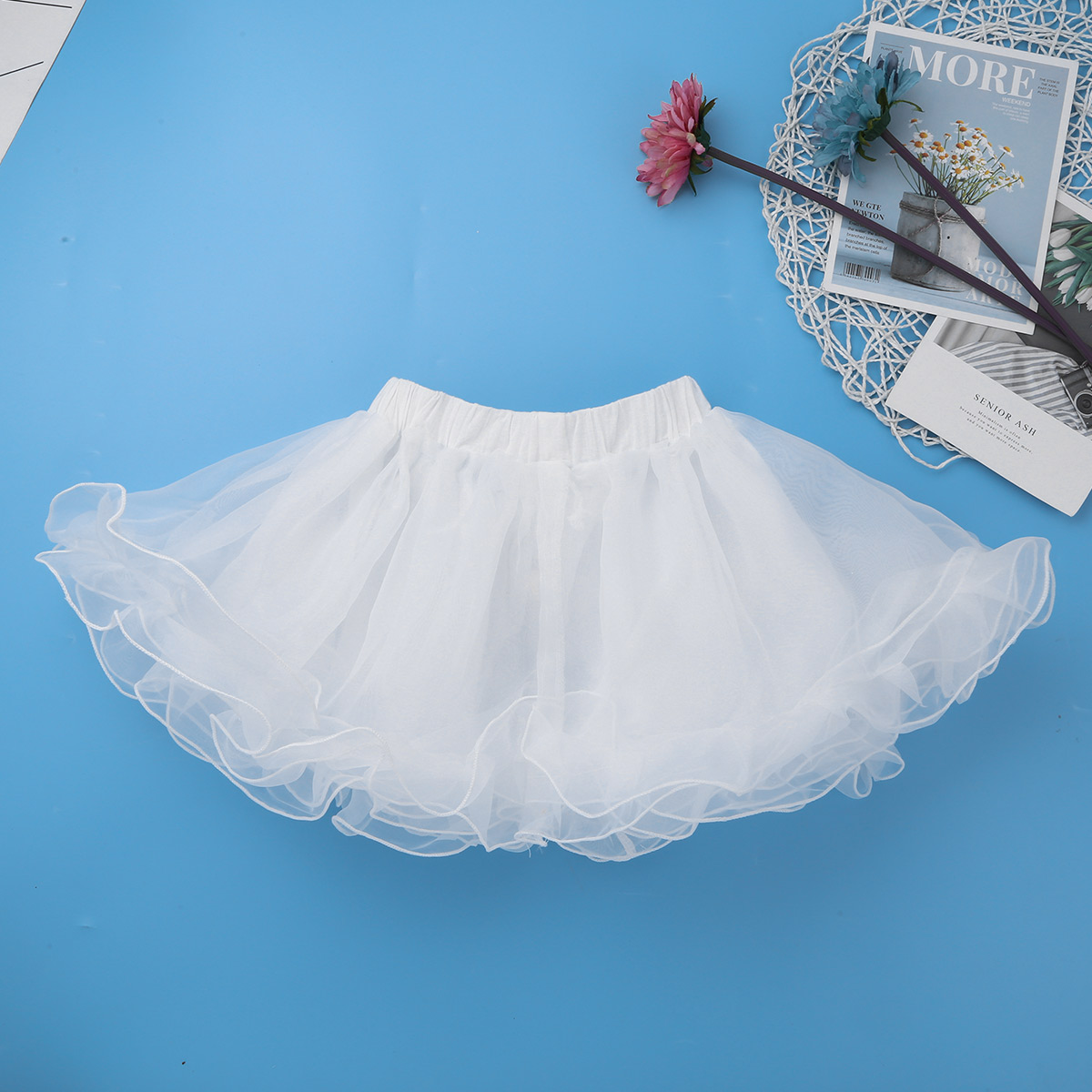 Jupon court blanc pour filles, jupe de mariage Crinoline 3 couches, sous-jupe en Organza pour fête, jupe Tutu blanche pour danse de Ballet