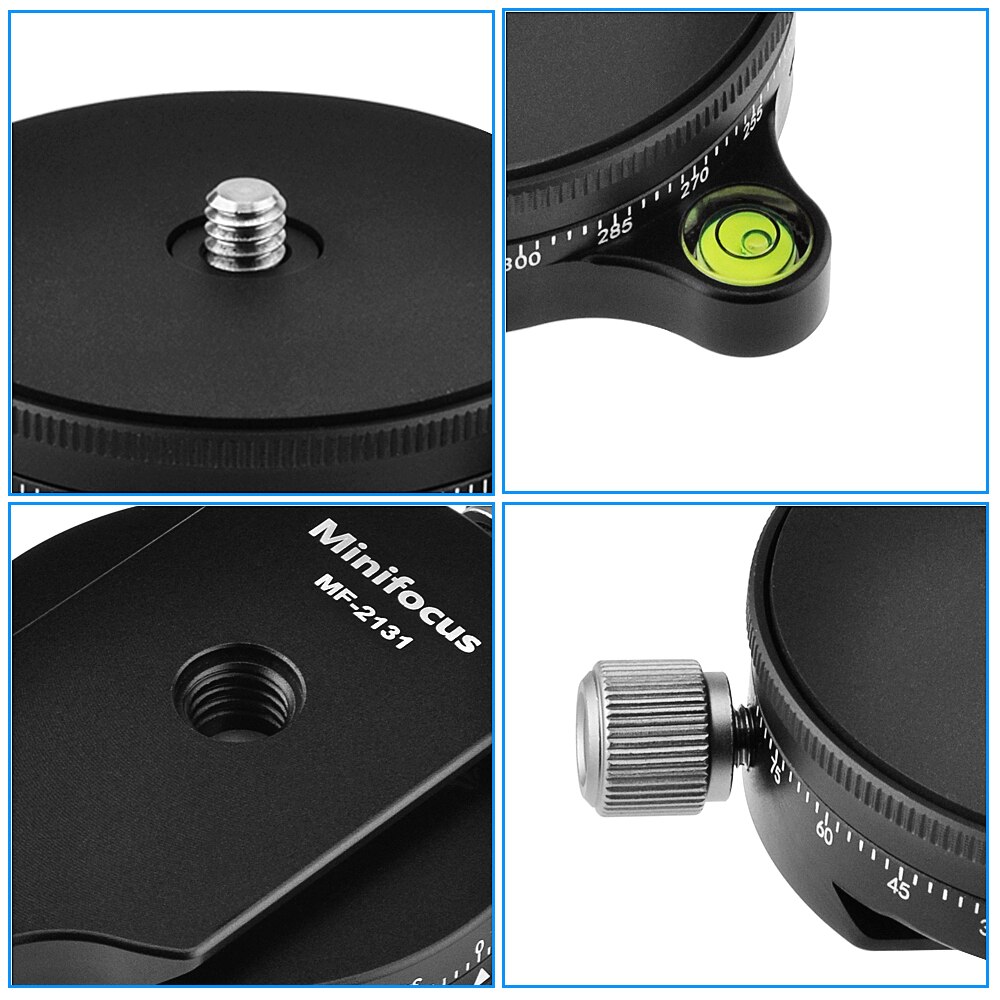 Camera Panoramic Panning Base with Arca Swiss Style Plate 3/8" Screw Aluminum Panorama Ball Tripod Head for Tripod Monopod DSLR