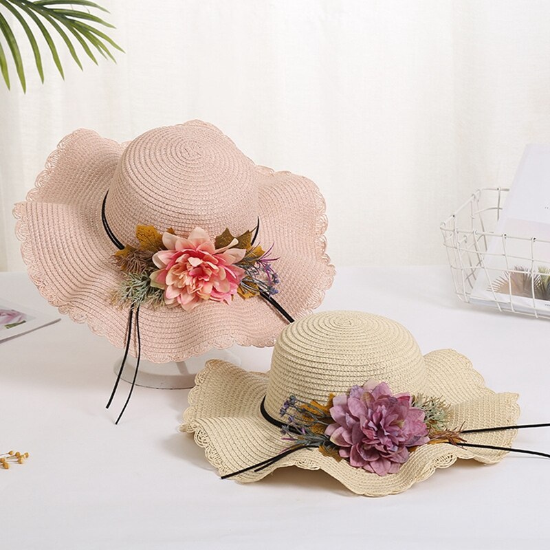 Summer Female Sun Hat Flower Ribbon Panama Beach Hats For Women Sombrero Floppy Straw Hat