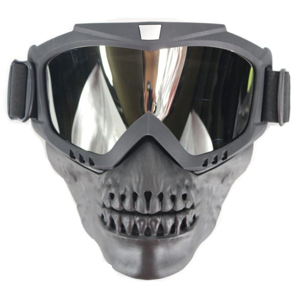 Unisexe lunettes de ski masque modulaire bouche amovible filtre Snowboard lunettes équitation lunettes crâne masque 1 paire: water silver