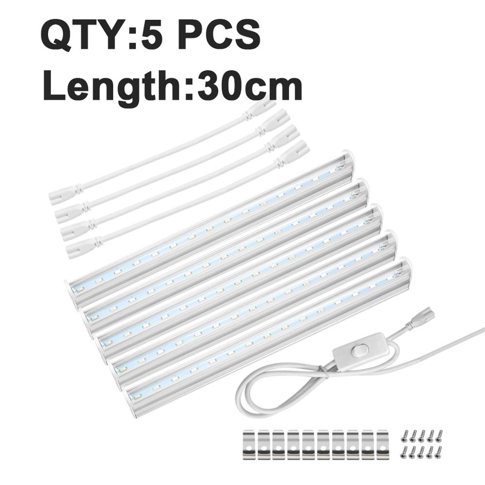 T5 LED Grow Light Tube 30cm 57cm Full Spectrum LED Lamp For Indoor Tent Plant Lighting Hydroponic System Phytolamp Growing Lamp: 5 Piece 30cm / US Power Plug