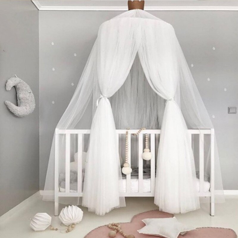 Baby seng hængende myggenet kuppel seng baldakin myggenet sengetæppe gardin rundt krybbe netting telt børneværelse dekoration