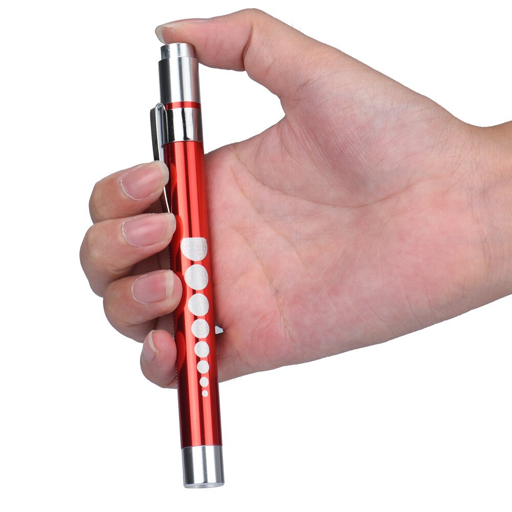 Linterna LED portátil para trabajo médico, pluma de primeros auxilios, lámpara con medidor de pupila, diagnóstico de médico y enfermera: Rojo