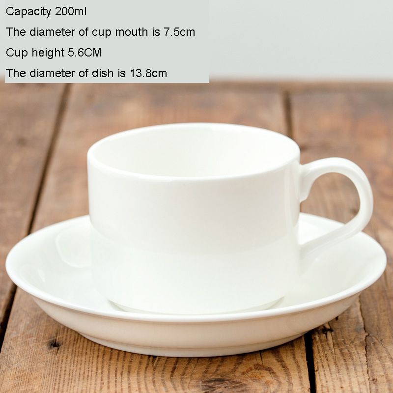 Tasse à café en porcelaine en céramique, os blanc pur, tasses de Latte nordique simples, fantaisie créative, thé de l'après-midi, café, tasse et soucoupe, cuillère: 200ml 7.5cm diameter