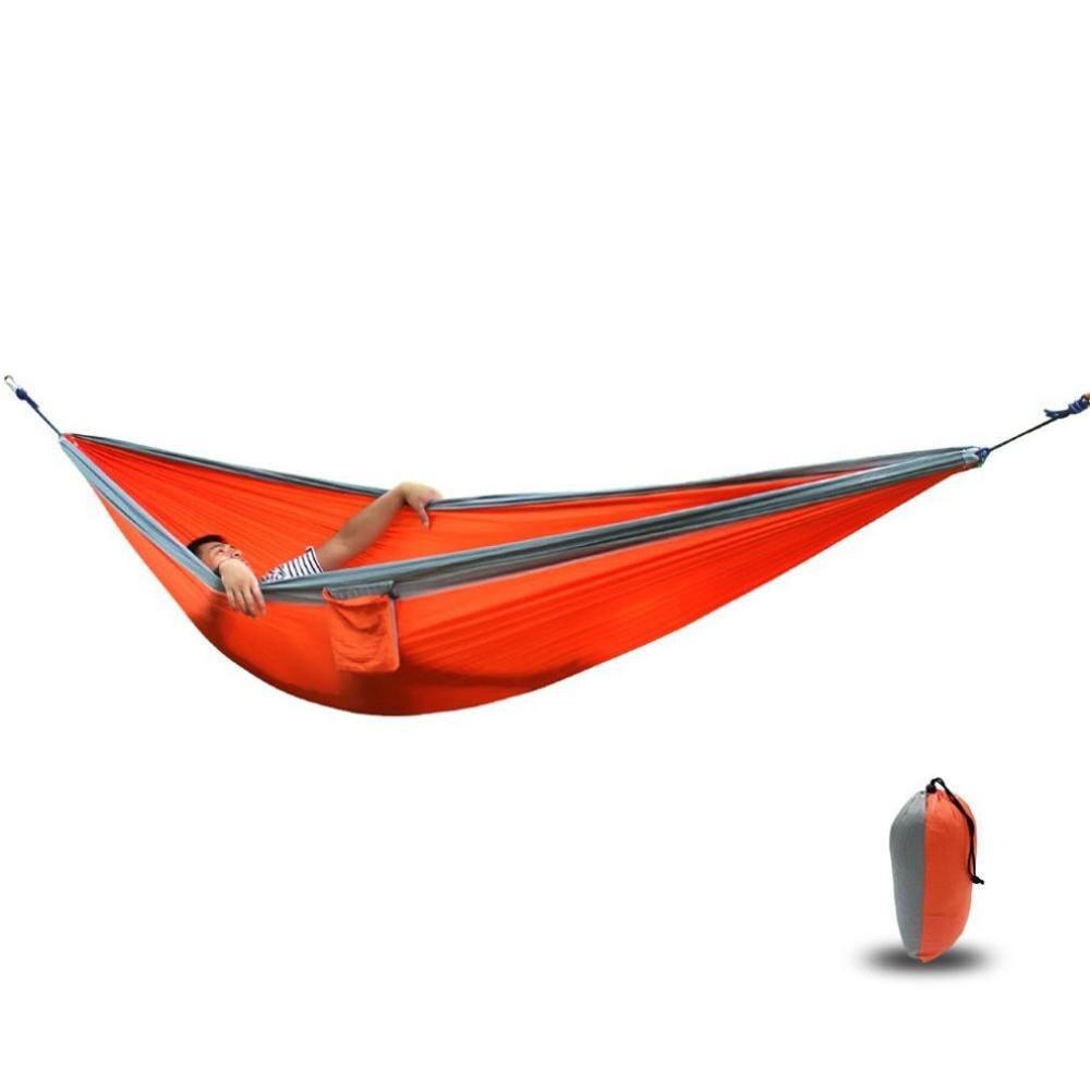 Double Fabric Hammock Outdoor For Travel Camping High Strength Parachute Portable Hammocks Swing Tent hamac гамак: orange