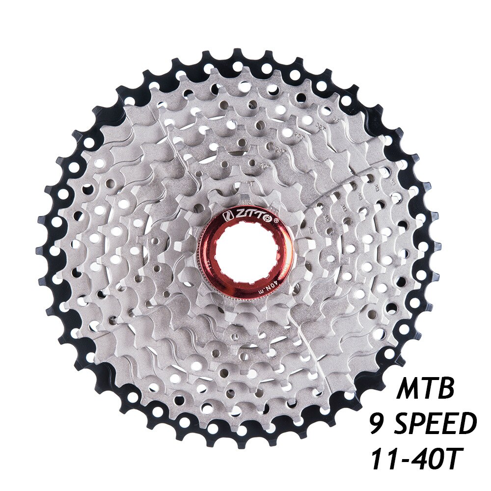 MTB 9 Speed Cassette 11-40T Mountain Bicycle Freewheel Gold MTB Cassette 40T Bicycle 9 Speed Rotary Freewheel Moutain Bike Parts: Silver 9S40T