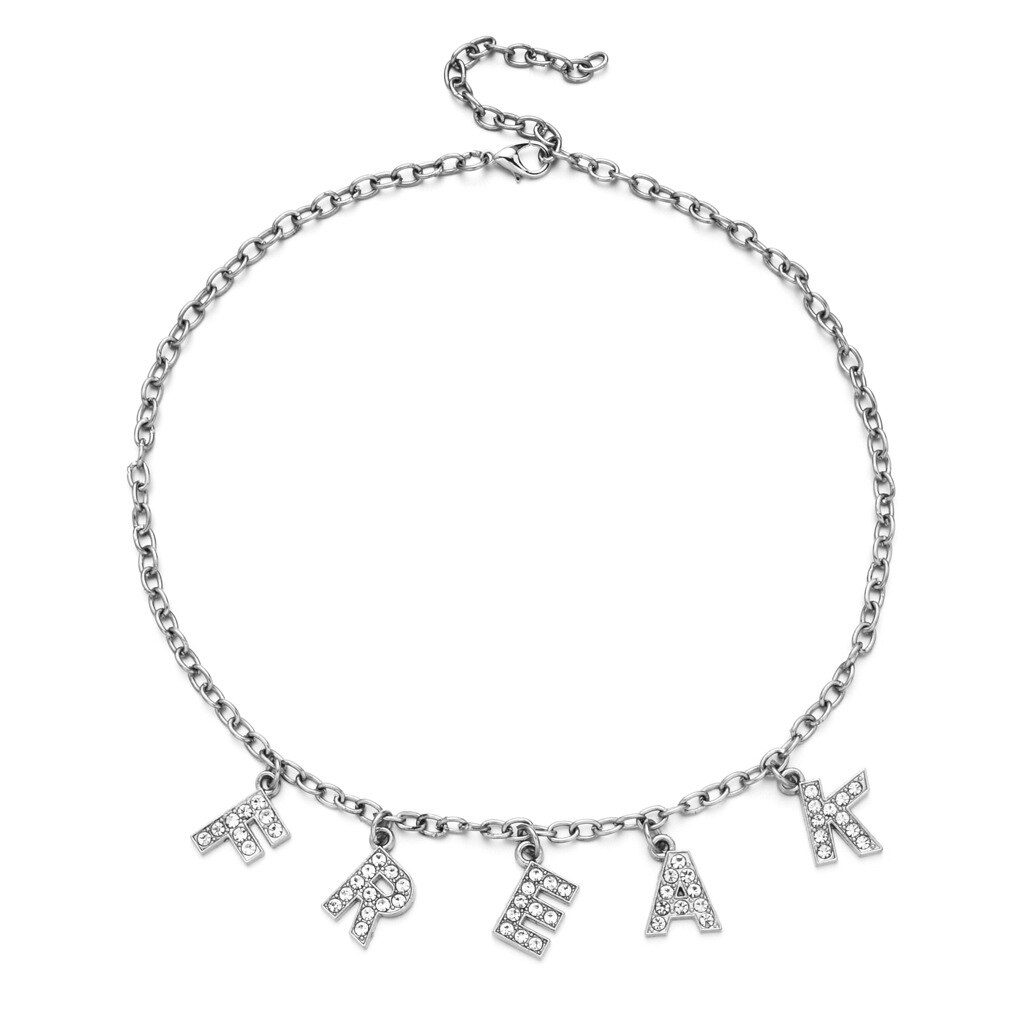 ¡Nueva tendencia! Colgante de plata con letras del alfabeto Bitch, collar llamativo para mujer, cadena de clavícula para , accesorios de joyería: FREAK