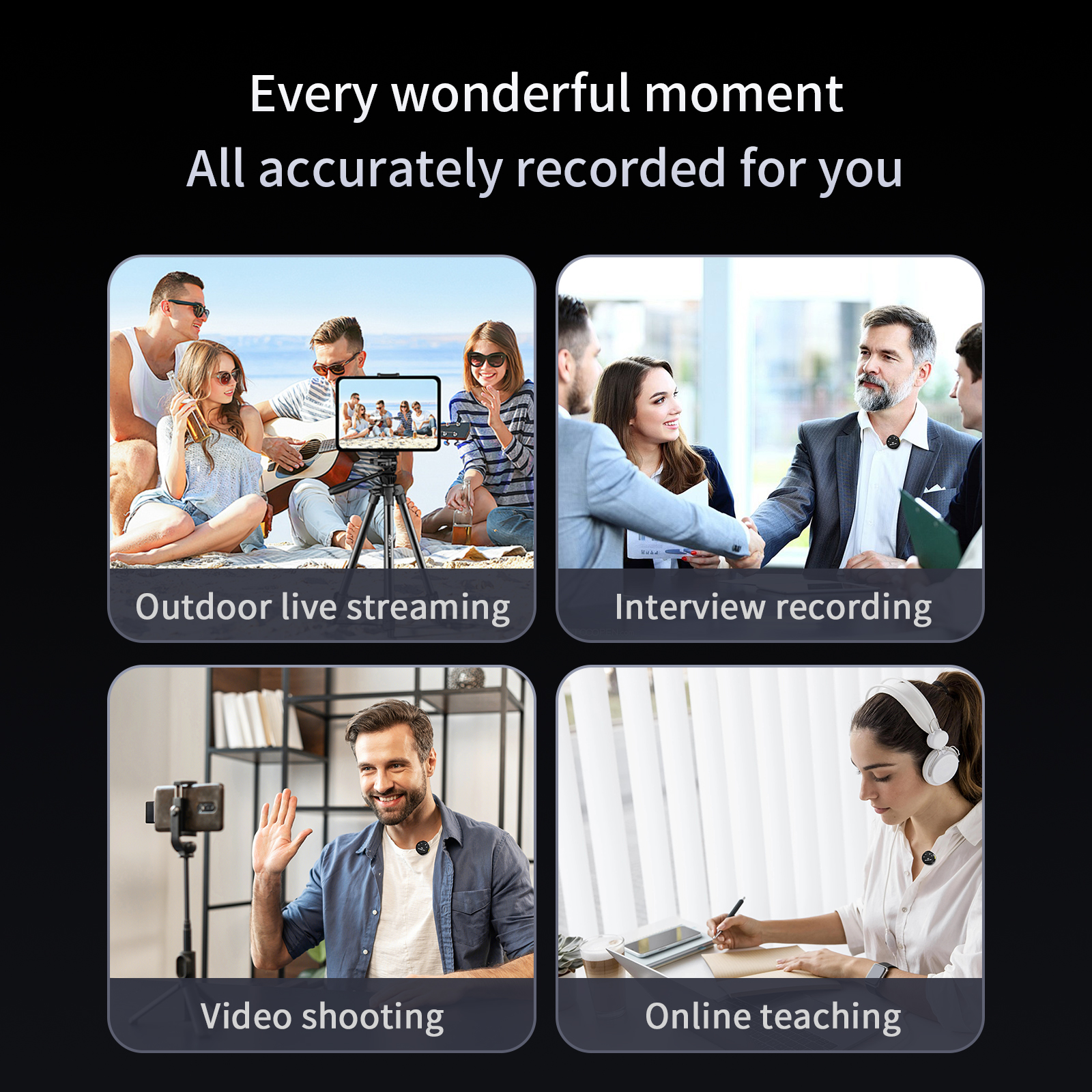 Kabelloses Lavalier-Mikrofon-einstellen für iPhone und Android, doppelt omnidirektionales Kondensator-Ansteckmikrofon, Geräuschunterdrückung für Videoaufnahmen