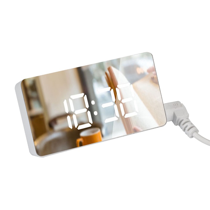 LED Mirror Mini Digital Alarm Clock Table Electronic Time Temperature Date Display Clock Home Decoration Digital Clock