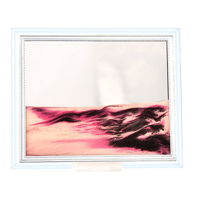 3D Dynamische Vloeiende Grit Zand Schilderij Transparante Glazen Frame Tekening Landschap SCVD889: Pink 7 Inch