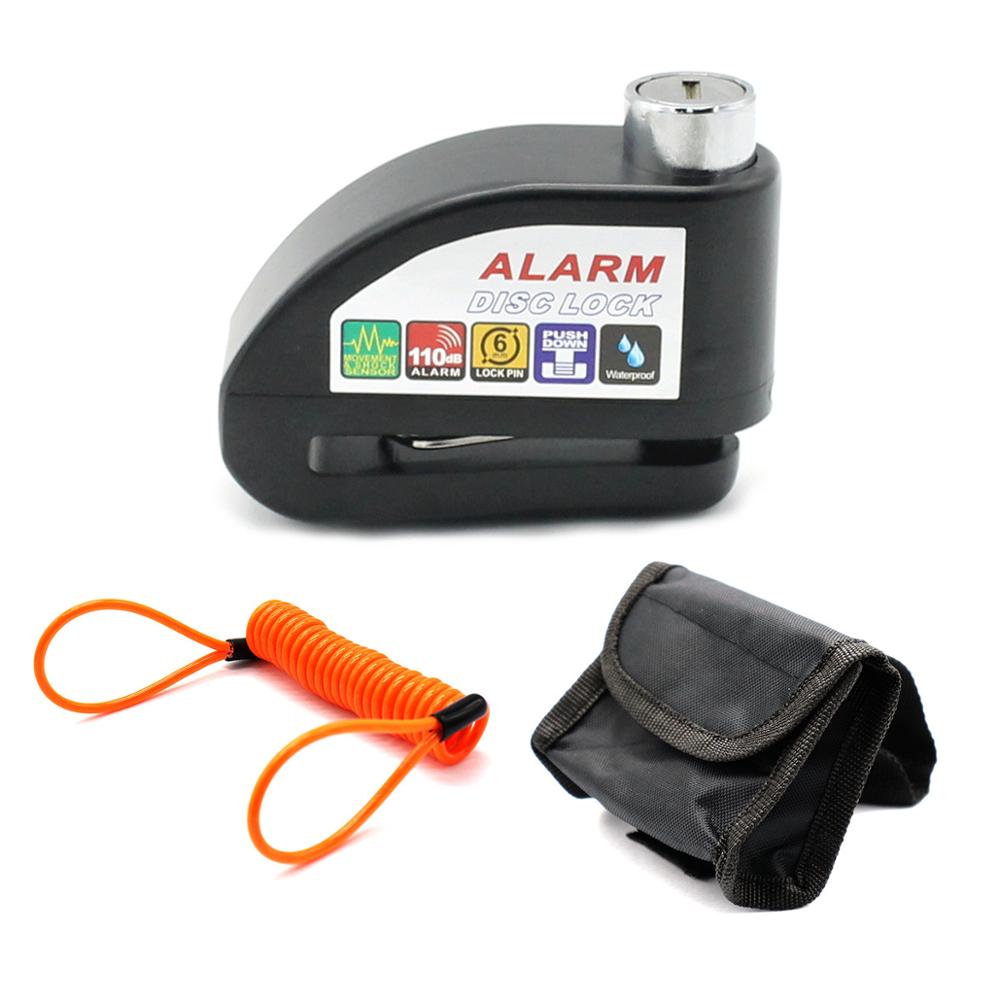 WINTUWAY Waterproof Motorcycle Alarm Lock Bike Lock Security Anti-theft Lock Moto Disc Brake Lock +Bag+Reminder Rope