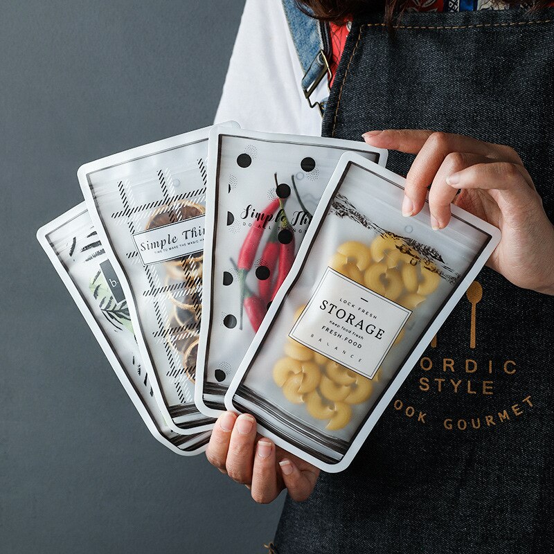 4pcs/Set Zip Lock Reusable Ziplock Bag Leakproof Containers Stand Up Food Snack Bag Kitchen Organizer Freezer Bag Sandwich Bag