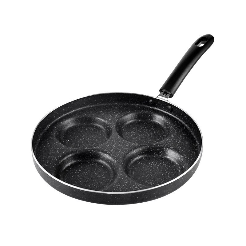 Olla para freír de 4 agujeros, sartén para tortilla engrosada, antiadherente, para huevos, tortitas, carne, Pan, cocinar, huevos, jamón, máquina de desayuno: Black