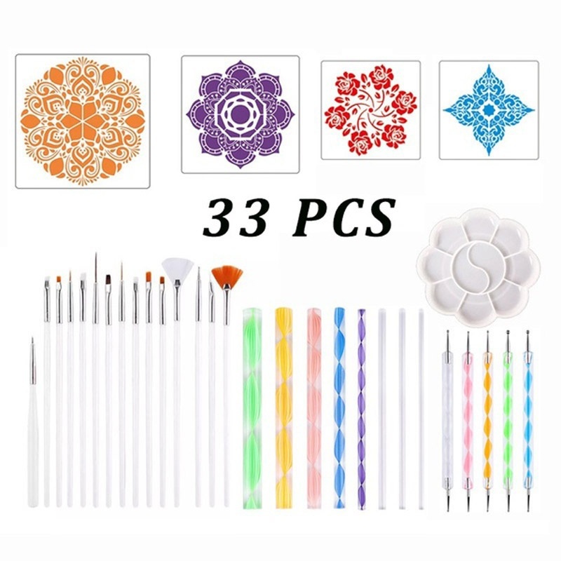 36/33/25/23/19/13PCS Mandala Dotting Tools for Painting Rocks Mandala Painting Dotting Stencil Dot Mandala Kit: 33PCS