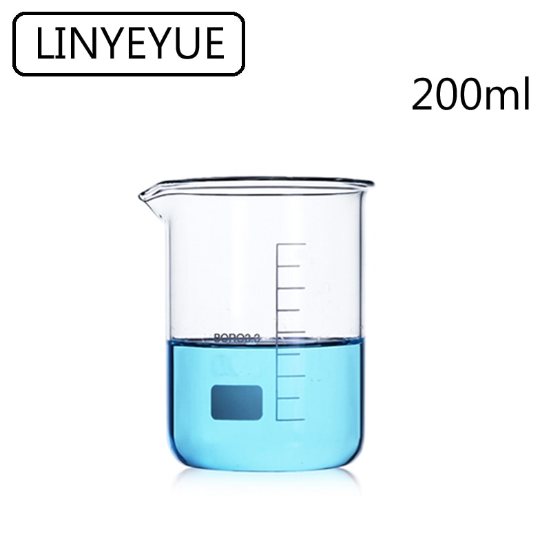 LINYEYUE 200mL Glas Becher Borosilikatglas Messbecher hohe temperatur widerstand Labor Chemie Ausrügestochen