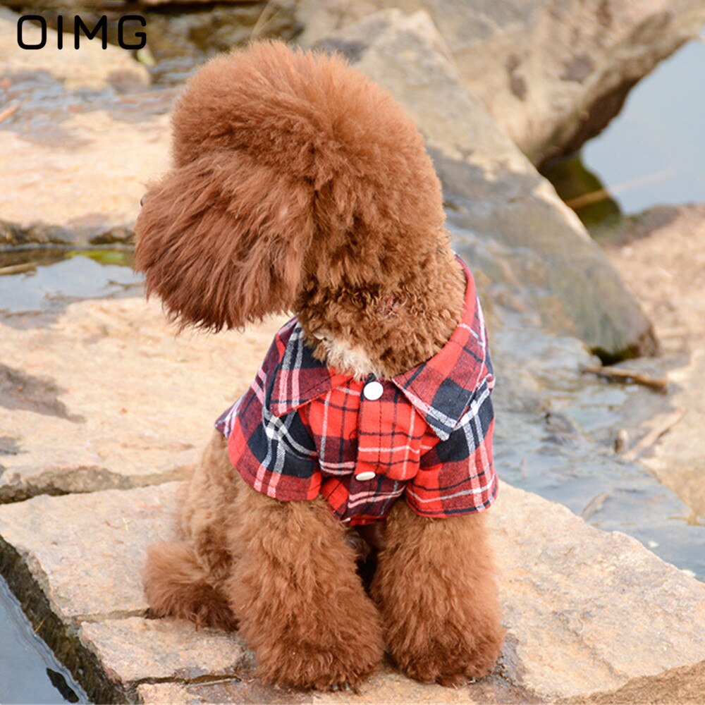 Oimg Samll Honden Kleding Klassieke Hond Blouse Zachte Katoen Huisdier Plaid Shirts Tops Lente Herfst Pug Teddy Teckel Huisdier Kleding