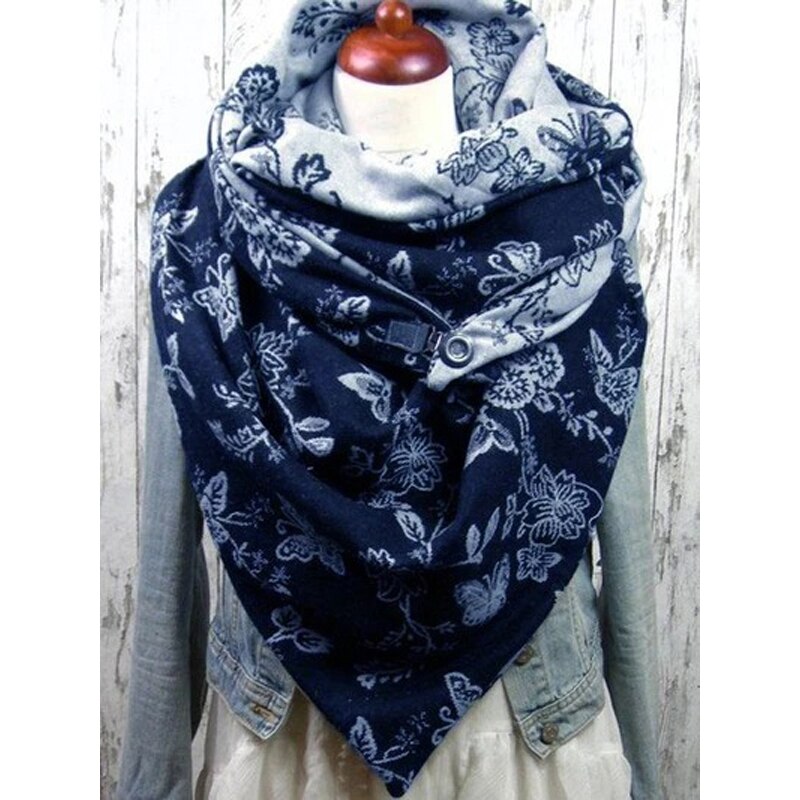 Foulard enroulé femme en cachemire | Imprimé écossais, style Triangle, boutons solides, décoration, écharpes chaudes en cachemire Pashmina: 7