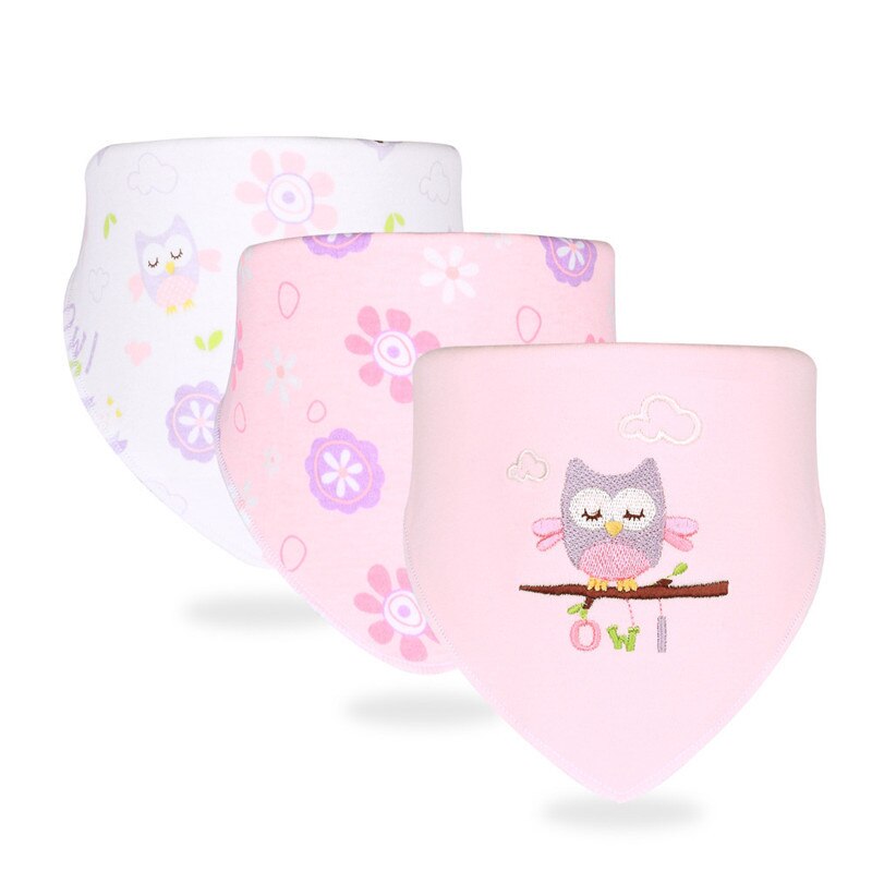 3pc/lot Infant Towel Cartoon Baby Bibs 100% Cotton Baby Boys and Girls Bibs Bandanas Scarf Children Cravat Baby Towel